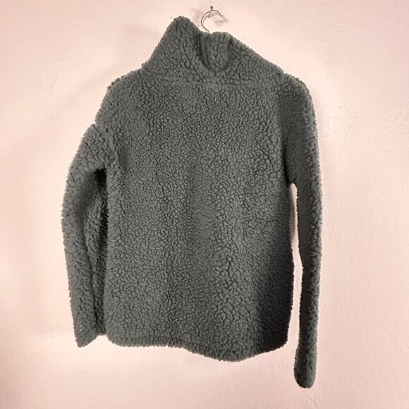 A New Day Women’s XS Green Sherpa Fleece Pullover Sweater High Neck Cozy Soft - Picture 2 of 7